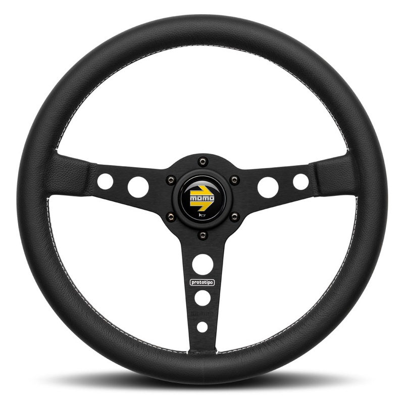 MOMO Prototipo Steering Wheel – Black Leather Black Spokes 350mm