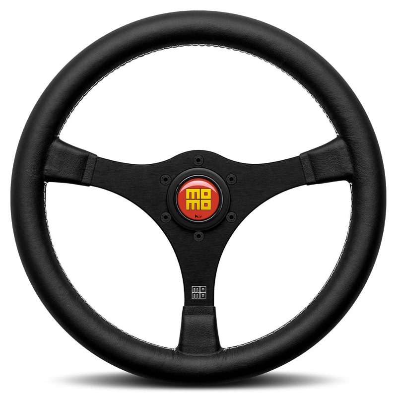 MOMO 1968 Steering Wheel – Extra Smooth Black Leather Black Spokes 350mm – Limited Edition