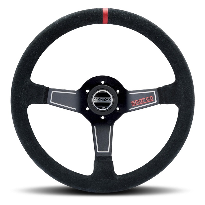 Sparco L575 Steering Wheel – Black Suede Black Spokes 350mm