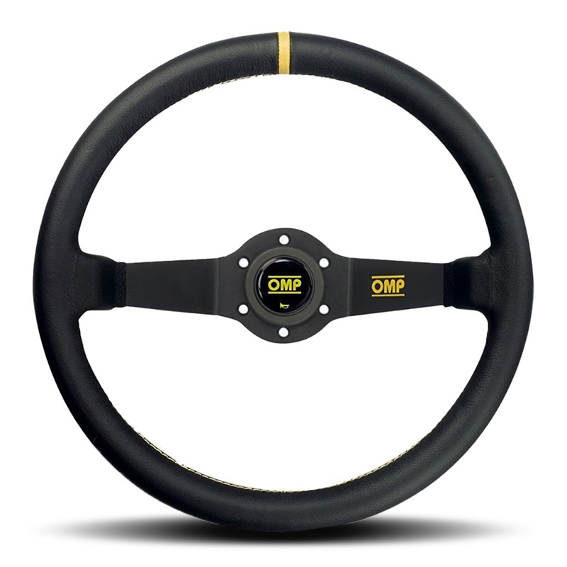 OMP Rally Liscio 2 Spoke Steering Wheel – Black Leather Black Spokes 350mm