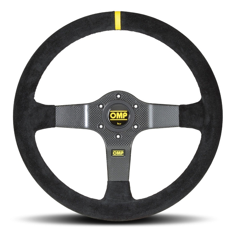 OMP 350 Carbon D Steering Wheel – Black Suede Carbon Spokes 350mm