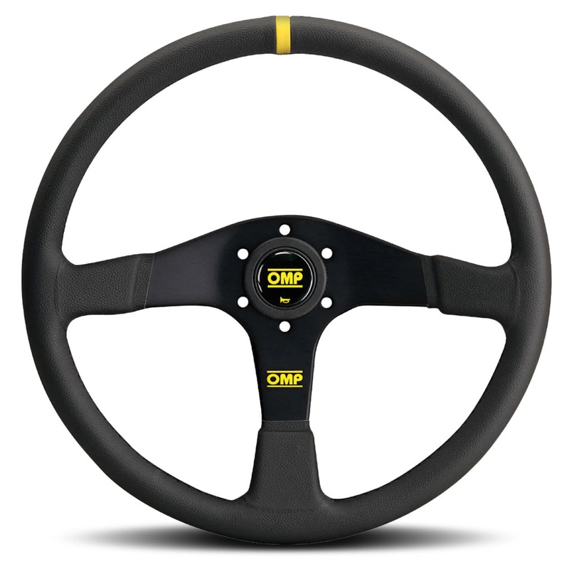 OMP Velocita 380 Steering Wheel – Black Leather Black Spokes 380mm