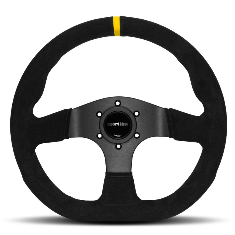 Sport Line Runner Steering Wheel – Black Suede Black Spokes 330mm