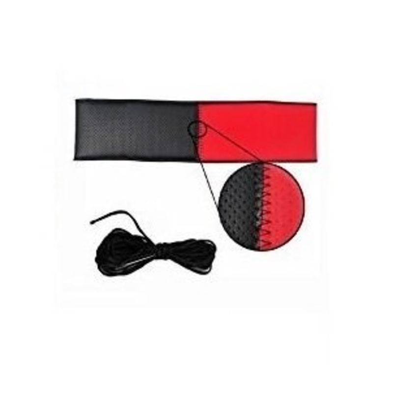 Stitchable Car Steering Cover Compatible with Toyota Innova Crysta, (Black/Red)