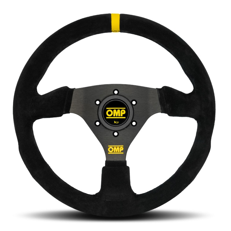 OMP Targa 330 Steering Wheel – Black Suede Black Spokes 330mm